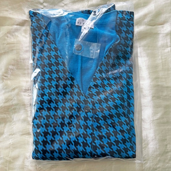 JACKET, BOYFRIEND CARDIGAN, JOAN RIVERS, HOUNDSTOOTH, BLACK/BLUE, SZ 3X, - Picture 4 of 5